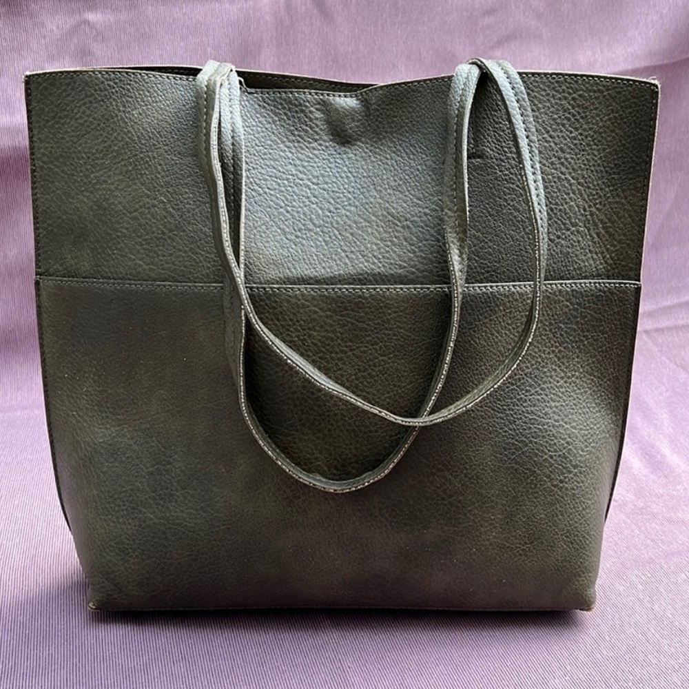 Olive Green Faux Tote